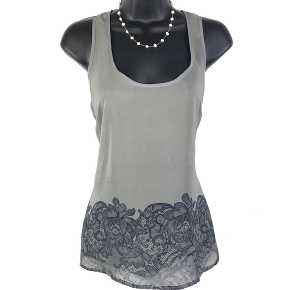 Charming Charlie Sheer Gray Black Lace Print Small - Picture 2 of 7